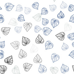Light Blue, Yellow vector seamless elegant wallpaper with leaves.
