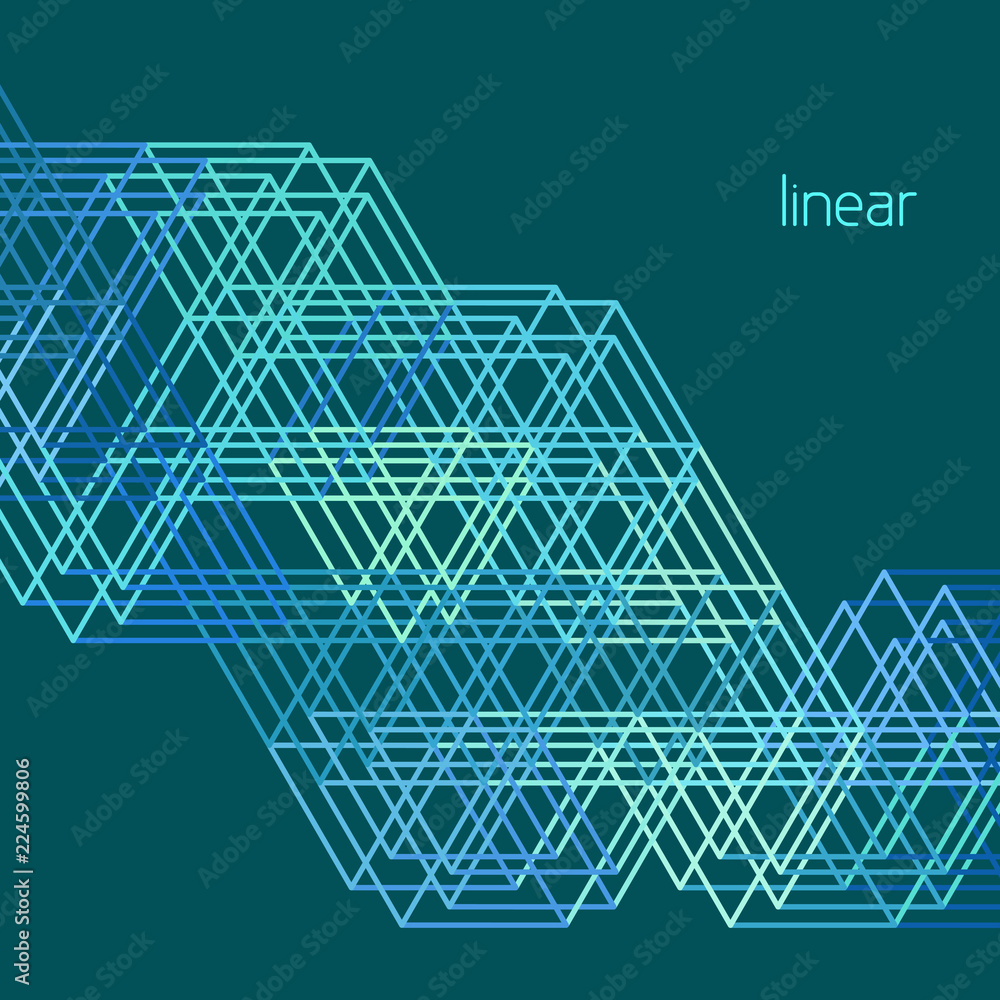 Fototapete Abstract geometrical pattern with grid by triangles. Linear vector template