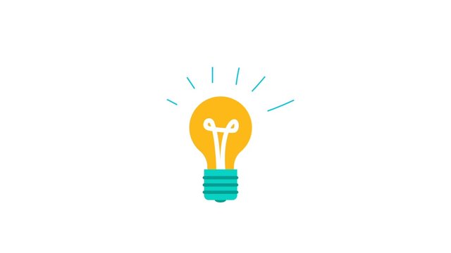 New idea light bulb concept in 2d animation
