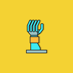 robotic hand icon on yellow background