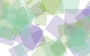 Multicolored translucent squares on white background. Green tones. 3D illustration