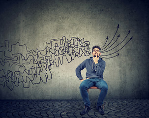 man brainstorming getting his thoughts together planning making conclusions
