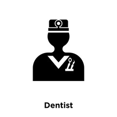 dentist icon vector isolated on white background, logo concept of dentist sign on transparent background, black filled symbol icon