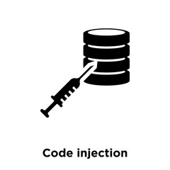 code injection icon vector isolated on white background, logo concept of code injection sign on transparent background, black filled symbol icon