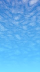 Cumulus white clouds in the clear blue sky in the morning. Blue sky background with white clouds. 3D illustration