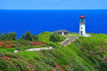 Fototapeta na wymiar Kilauea Lighthouse, Kauai, Hawaii, on a Sunny September day