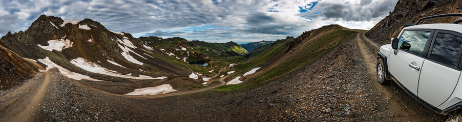 Off road Vehicle climbing up the California Pass San Juan Mountains Colorado Beautiful Panoramic Shot © Krzysztof Wiktor