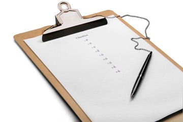 Blank Clipboard with Checklist and Pen