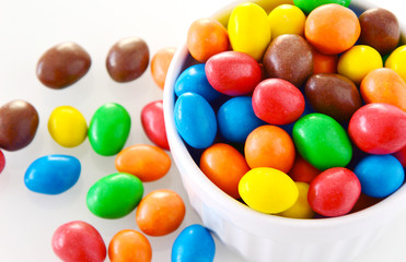 Colorful and Sweet with chocolate ball one white background.
