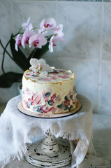 Birthday cake with orchids