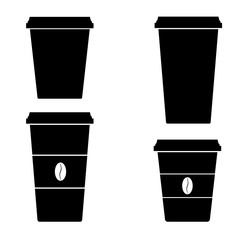 Coffee Cup icon, silhouette, logo on white background