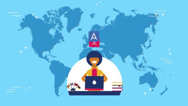 Multi language translator app concept 2d animation
