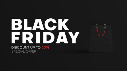 Black friday sale background with shopping bag.