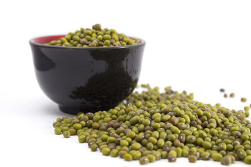 a bowl of green mung beans
