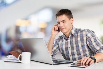 Artist drawing something on graphic tablet at