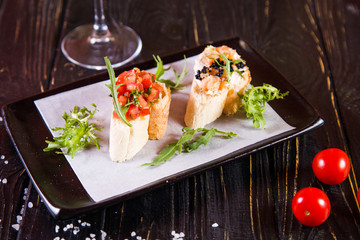 bruschetta in restaurant