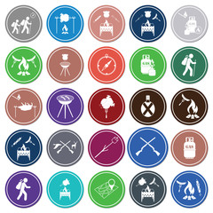 Fototapeta premium Set of travel and camping equipment icons