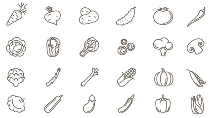  vegetables vector icon set