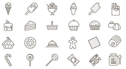 sweets vector icon set