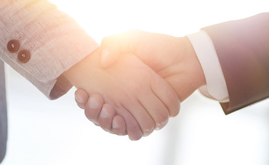 Business people shaking hands isolated on white background