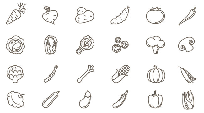  vegetables vector icon set