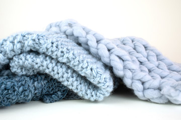 Blue knitted textile textures.