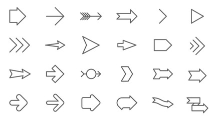 Thin line vector arrows icon set.