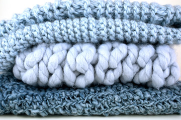 Blue knitted textile textures.