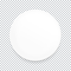Empty white round plate on transparent background for your design. Vector Illustration