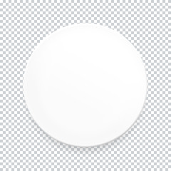 Empty white round plate on transparent background for your design. Vector Illustration