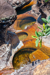 Natural pool. Waterfall in the mountens of Bolivia