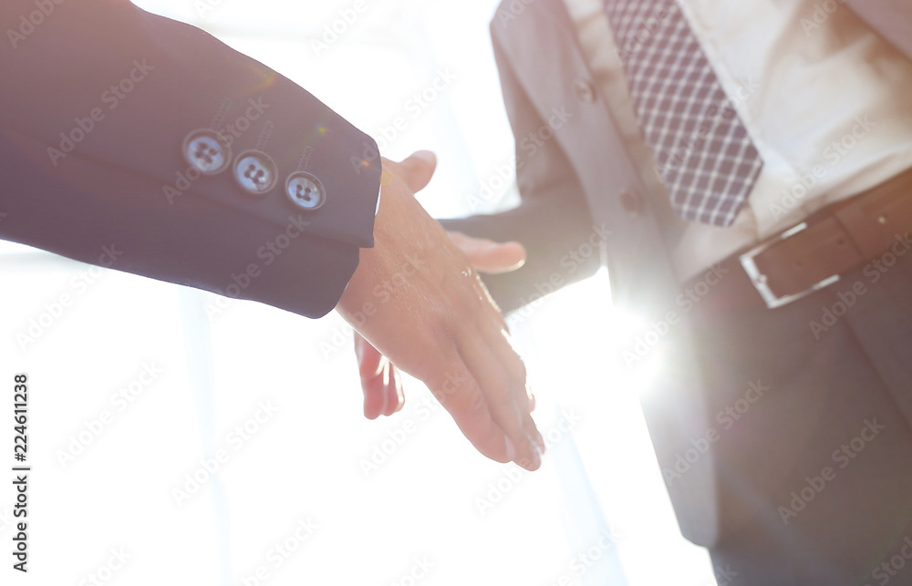 Wall mural Two  business men going to make handshake