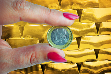 Investment to euro money or gold business background