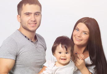 Fototapeta premium happy smiling family isolated on white background