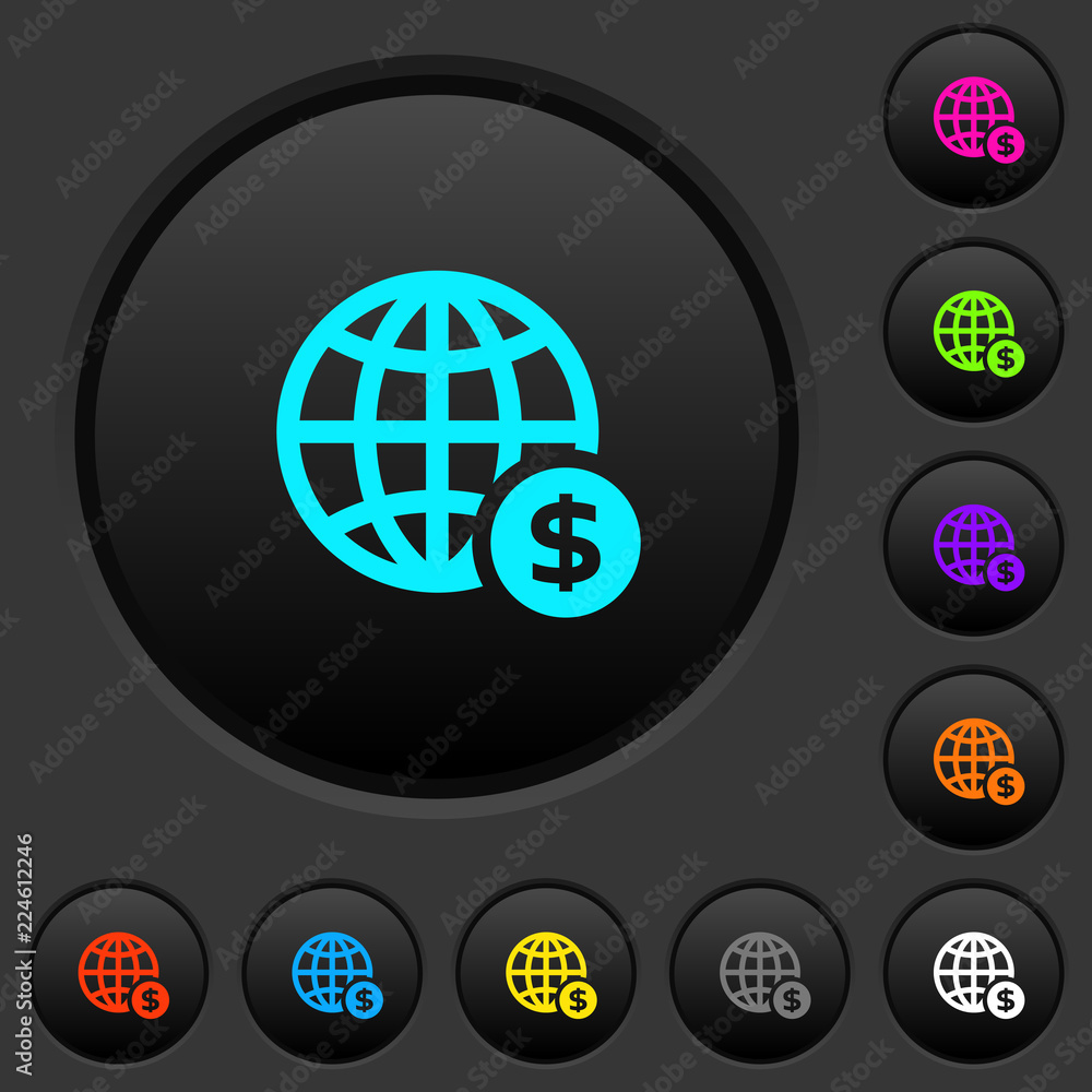 Poster online dollar payment dark push buttons with color icons