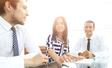 business team sitting at Desk