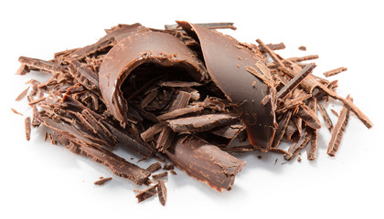 chocolate shavings isoloated on a white background