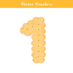Vector Illustration. Health cracker. Isolated cookie: figure one. Icon 1.