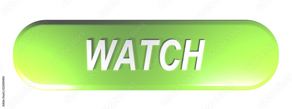 Poster green rounded rectangle push button watch - 3d rendering
