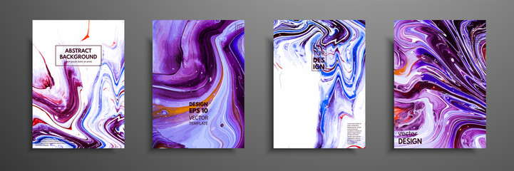 Covers with acrylic liquid textures. Colorful abstract composition. Modern artwork. Creative fluid colors backgrounds. Applicable for design placard, flyer, poster.