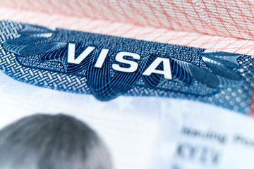 Visa stamp travel passport immigration macro emigration