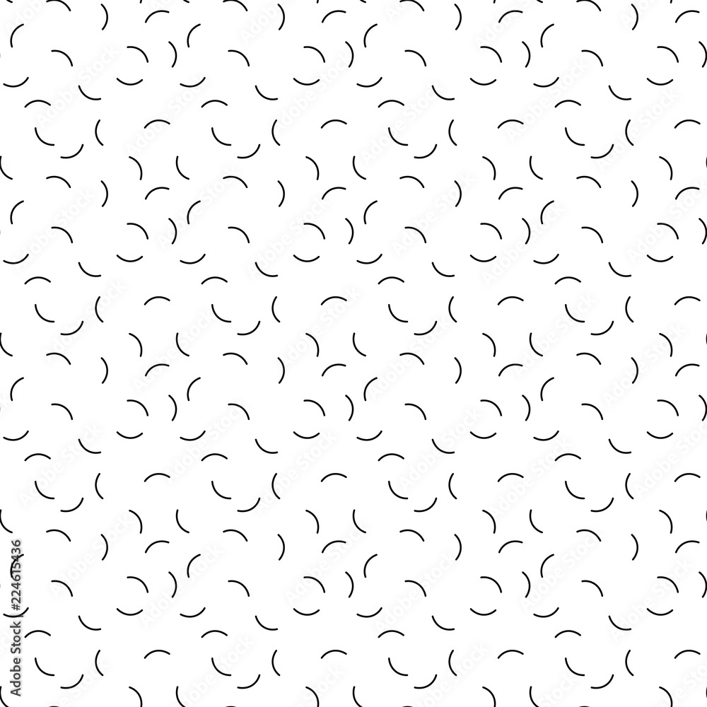 Poster seamless pattern of short curves. black worms on white background. abstract vector pattern.