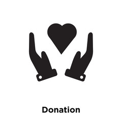 donation icon vector isolated on white background, logo concept of donation sign on transparent background, black filled symbol icon