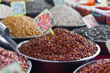 nuts counter market in turkey. different nuts for sale