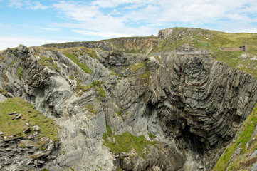 rock formation on cliff face of mountain