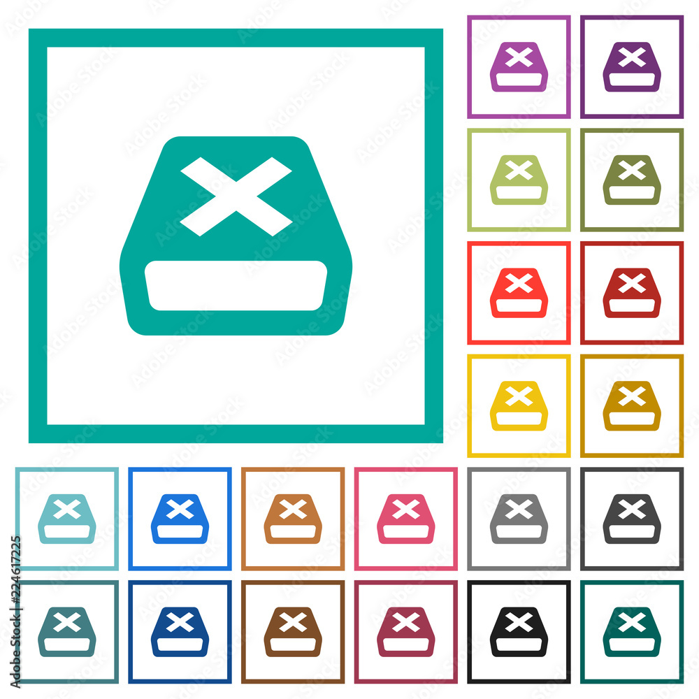 Poster uninstall flat color icons with quadrant frames