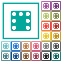 Domino seven flat color icons with quadrant frames