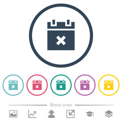 Obraz premium Cancel schedule flat color icons in round outlines