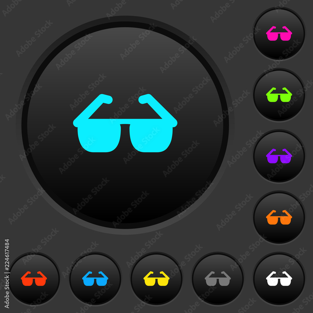 Poster sunglasses dark push buttons with color icons