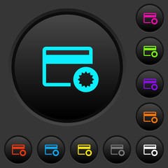 Credit card certified service provider dark push buttons with color icons